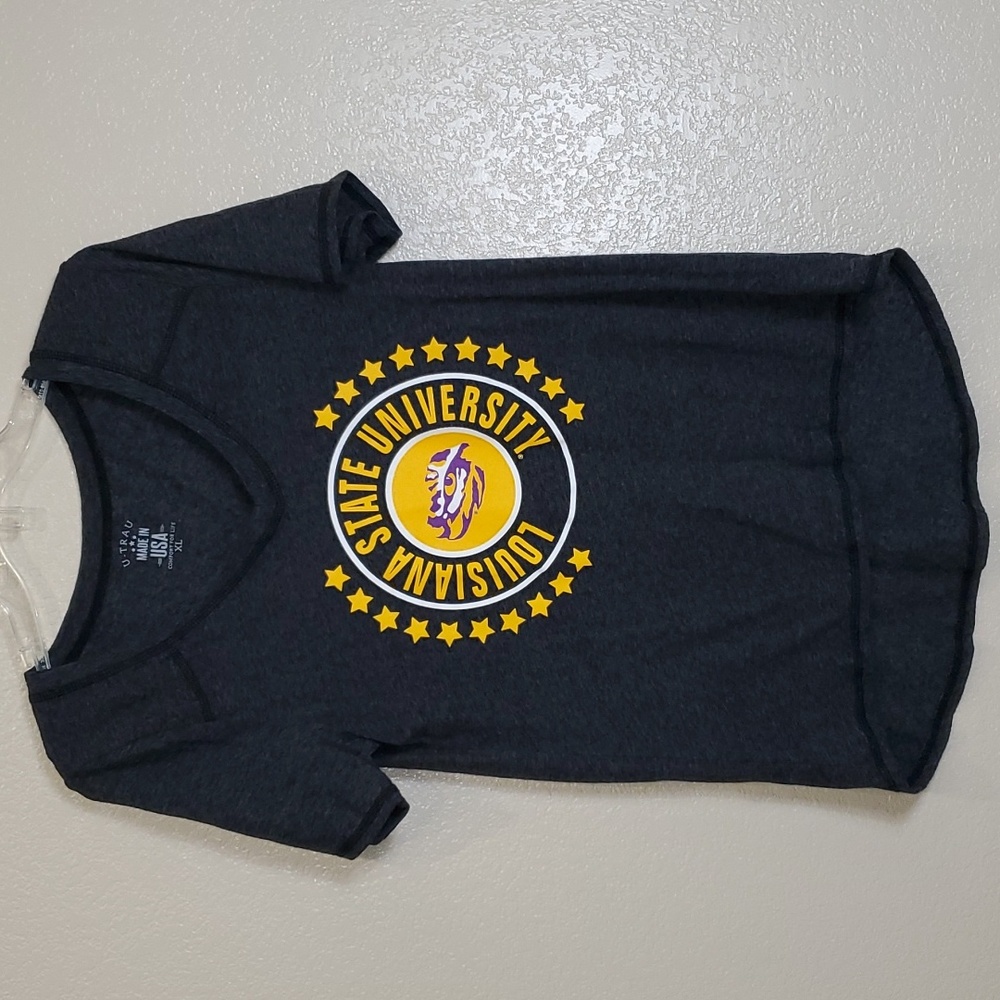 U-TRAU LSU Tigers Short Sleeve  Tee Shirt Charcoal Grey XL